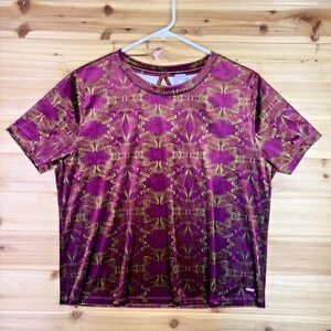 Savage X Fenty Shirt Womens Medium Purple Dazed Psychedelic Velvet Sleep Top